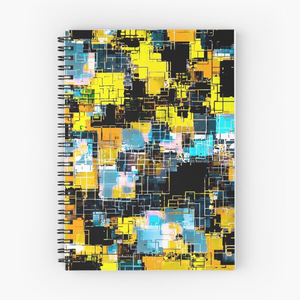 Item preview, geometric square pixel pattern abstract background in orange yellow blue designed and sold by Mrvell.