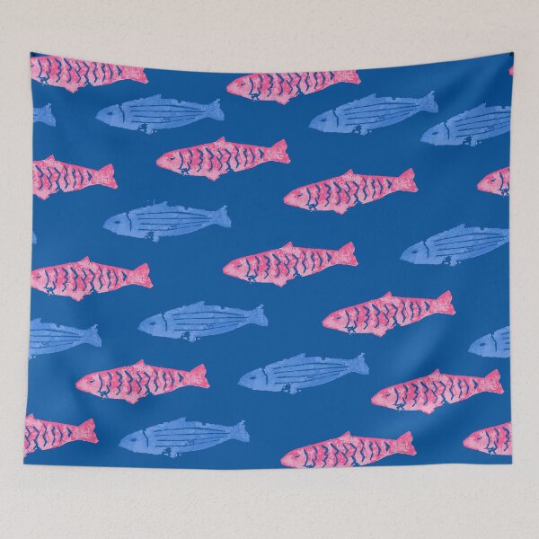 Item preview, linocut fishies designed and sold by Soramame.