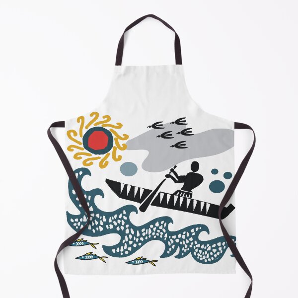 Item preview, Tropical South Pacific island design with canoe, waves and fish designed and sold by Al Benge.