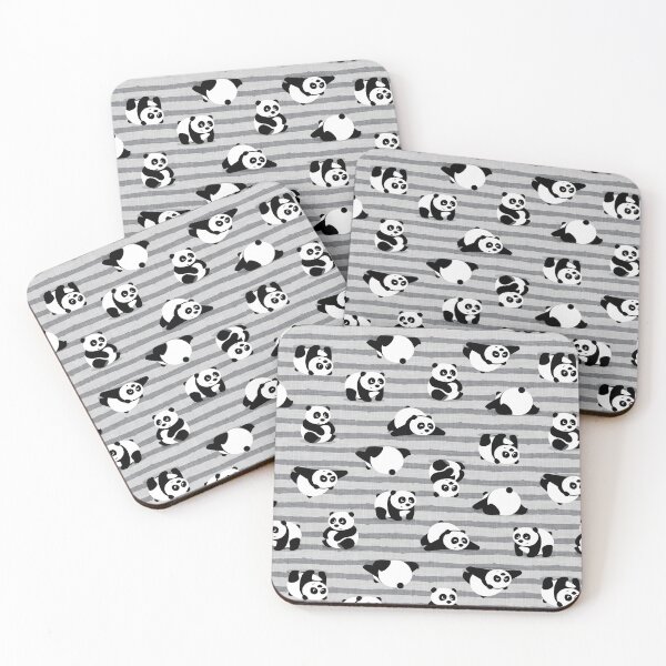 Item preview, Cute pandas on stripes  designed and sold by littlearrow.