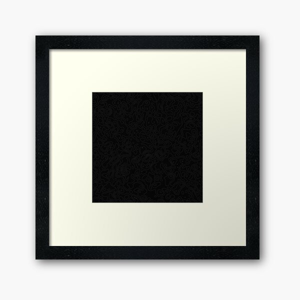 Black topographic pattern with white lines Framed Art Print