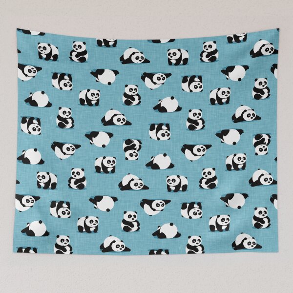 Item preview, Cute pandas on blue designed and sold by littlearrow.