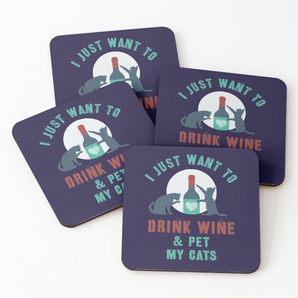 Item preview, I Just Want to Drink Wine & Pet My Cats - Cute Funny Saying designed and sold by sableandshadow.