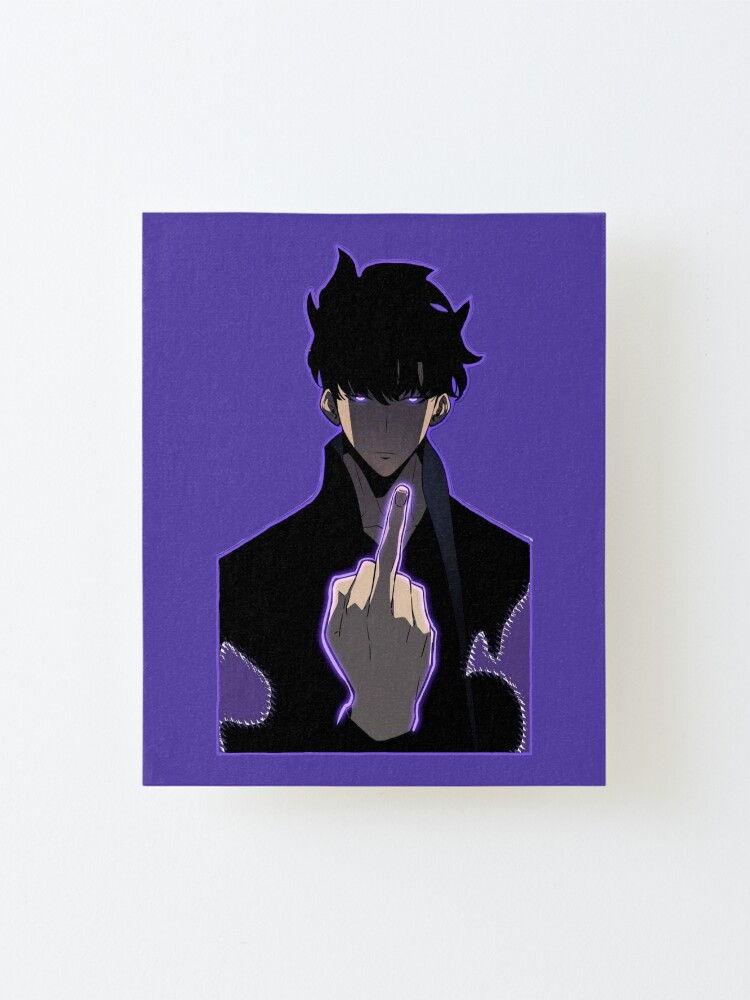 "Solo Leveling - Sung Jin Woo Middle Finger" Mounted Print by vAnime