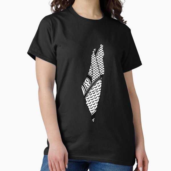 Vista previa del artículo con la obra «Mapa de la Palestina Libre de Kufiyah», diseñado y vendido por Mlokhia Store.