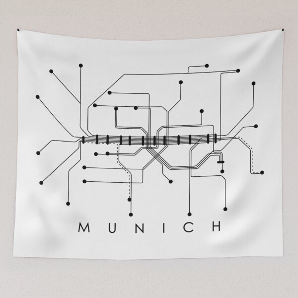 Item preview, Munich Subway Map Monochromatic Black on Light designed and sold by Aciu.