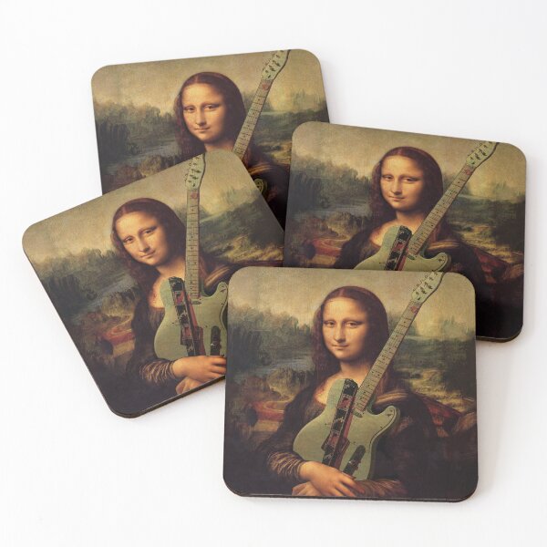 Item preview, Mona Lisa with guitar, girl with vintage telecaster, guitar lover gift designed and sold by Sociojunkie.