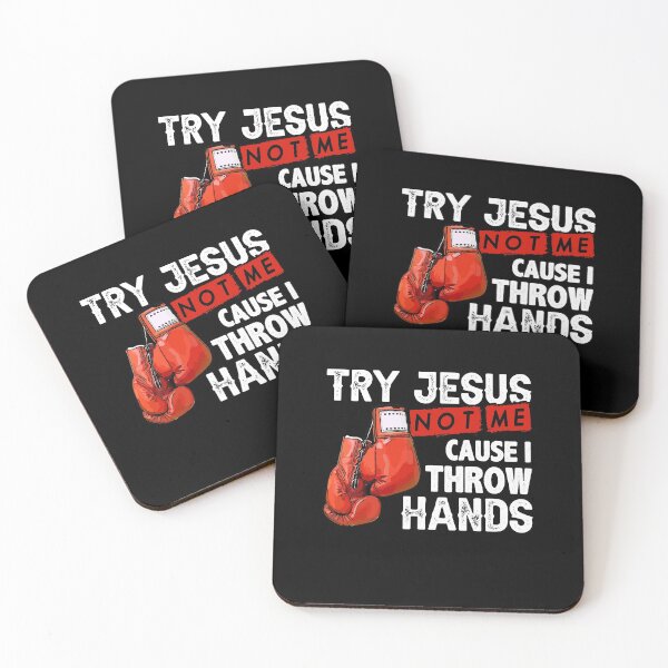 Item preview, Try Jesus Not Me Cause I Throw Hands Funny Cool Boxing MMA designed and sold by Dressed For  Duty.