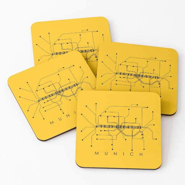 Item preview, Munich Subway Map Monochromatic - Honey Yellow with Black Print designed and sold by Aciu.