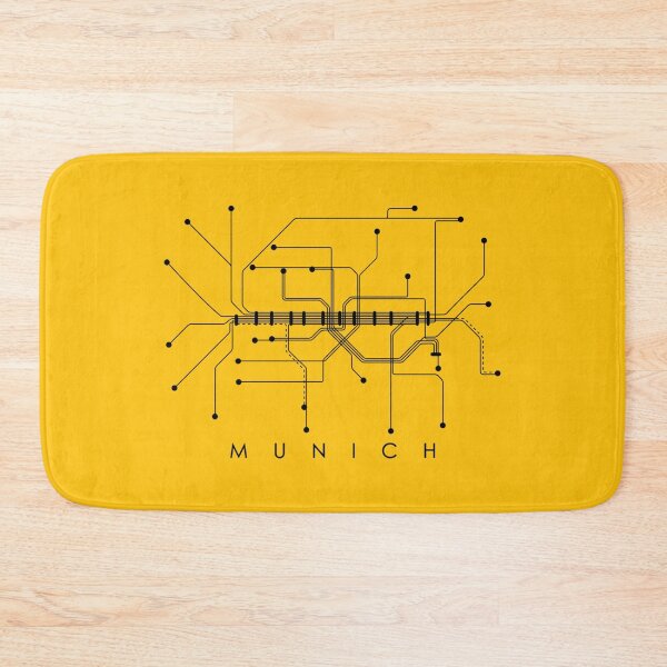Item preview, Munich Subway Map Monochromatic - Honey Yellow with Black Print designed and sold by Aciu.