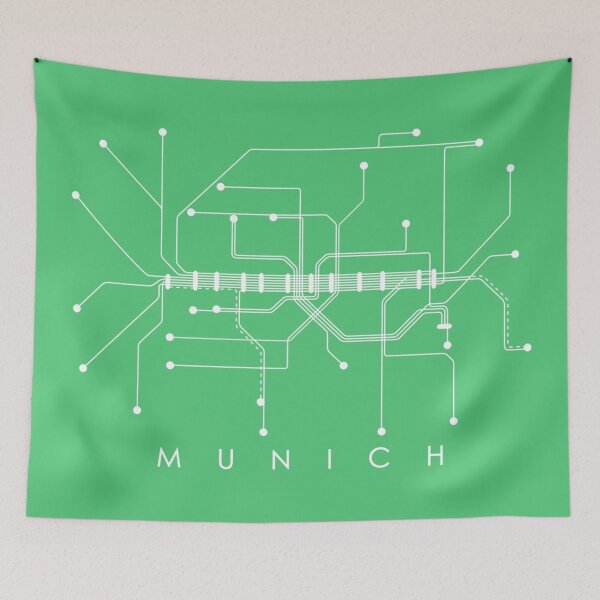 Item preview, Munich Subway Map Monochromatic - Vintage 50s Green with White Print designed and sold by Aciu.