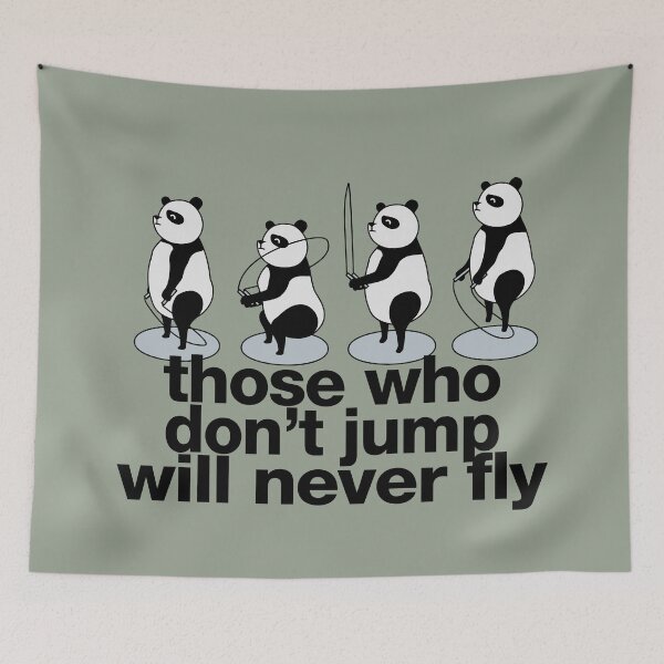Item preview, panda bear with jump rope doing skips and crossfit saying "those who don’t jump will never fly" designed and sold by TrueType.