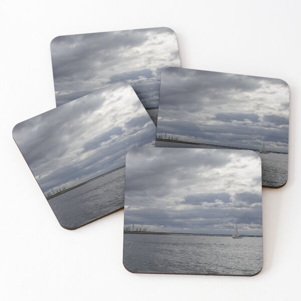 Item preview, White sailboat and stripped lighthouse in Baltic sea designed and sold by lena-maximova.