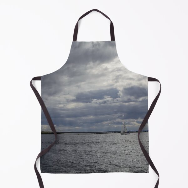Item preview, White sailboat and stripped lighthouse in Baltic sea designed and sold by lena-maximova.