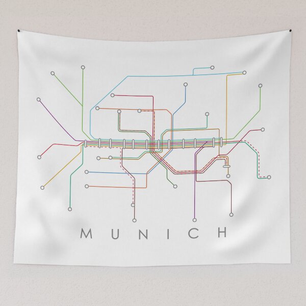 Item preview, Munich Subway Map - White Background - Colour Print designed and sold by Aciu.