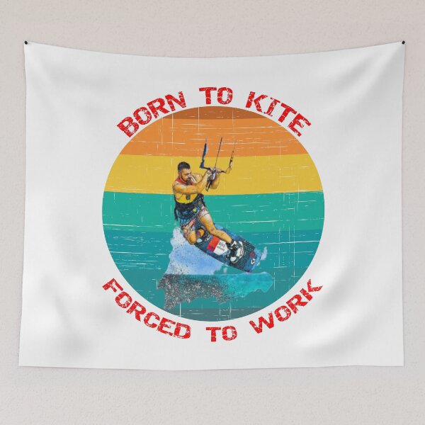 Item preview, Born To Kite Forced To Work Sunset Retro Distressed White Background designed and sold by KeysTreasures.