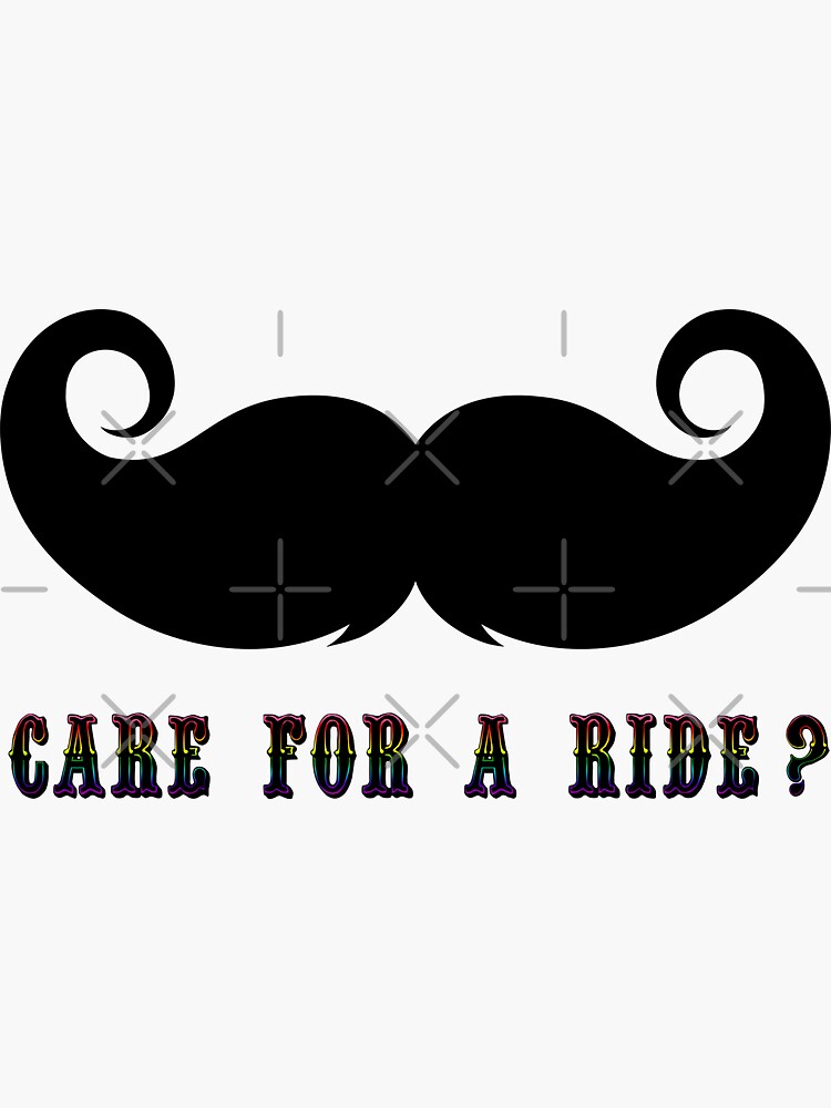 "Handlebar Moustache Care For A Ride?" Sticker for Sale by MuerteArt
