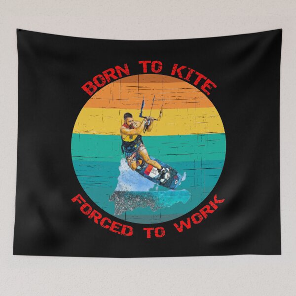 Item preview, Born To Kite Forced To Work Sunset Retro Distressed Black Background designed and sold by KeysTreasures.