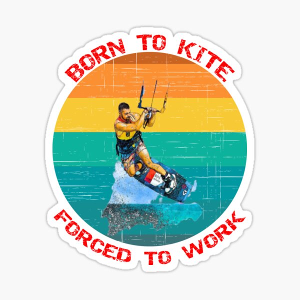 Item preview, Born To Kite Forced To Work Sunset Retro Distressed Blue Background designed and sold by KeysTreasures.