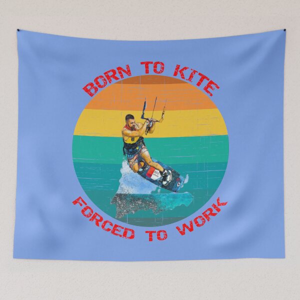 Item preview, Born To Kite Forced To Work Sunset Retro Distressed Blue Background designed and sold by KeysTreasures.