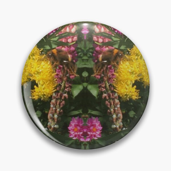 Item preview, Bee Bumbling Beauty in the Late Autumn Sun amongst the Gilded Yellow and Cerise Flowers designed and sold by RoseAromas.