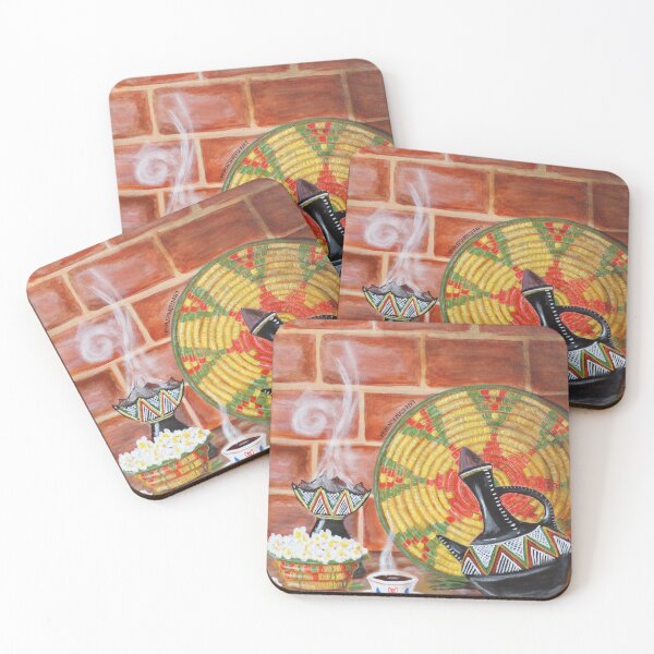 Item preview, Habesha Jebena bunn Set Traditional East African Coffee Painting  designed and sold by Manars-art.