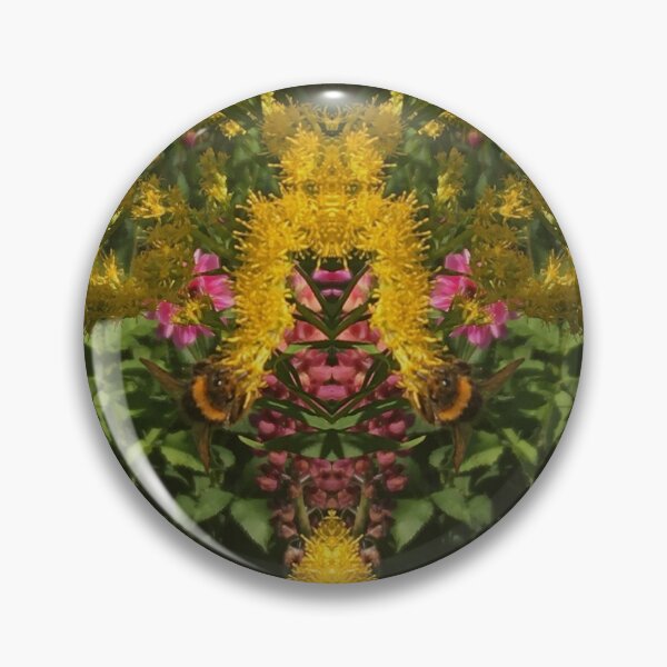 Item preview, Bee Bumbling Hearts in the Late Autumn Sun, amongst the Gilded Yellow and Cerise Flowers designed and sold by RoseAromas.