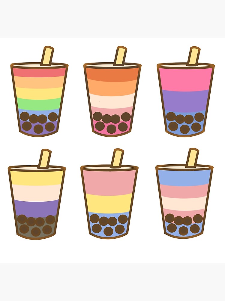 Lgbtq Pride Boba Tea Sticker Pack Photographic Print By Matricariapng Redbubble