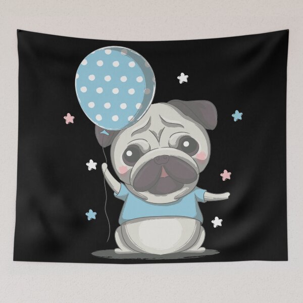 Item preview, Cute Little Pug with a Baloon designed and sold by Kids-Playground.