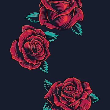 Artwork thumbnail, Vintage Neotraditional Roses in Red by RajaGraphica