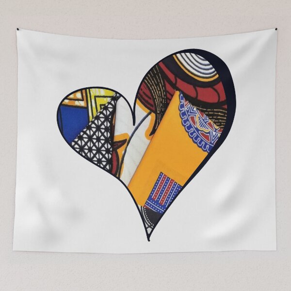Item preview, African Fabric Heart Collage Art [#27] designed and sold by AfriStyleUK.