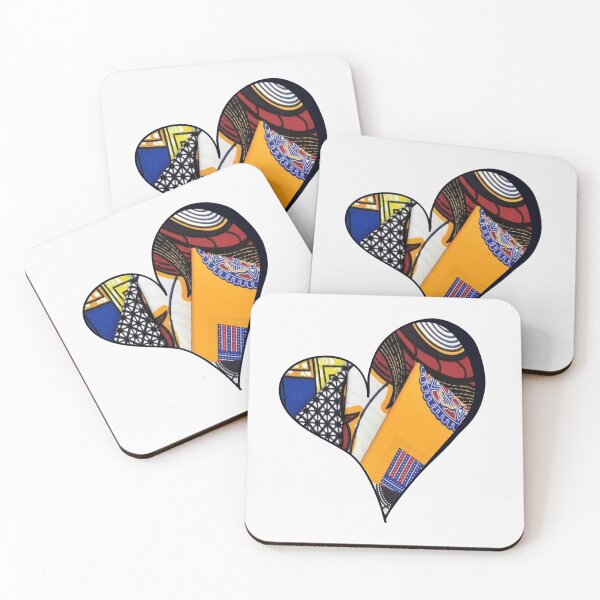 Item preview, African Fabric Heart Collage Art [#27] designed and sold by AfriStyleUK.