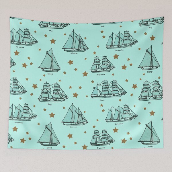 Item preview, Sailing by the Stars - Blue Nautical Pattern designed and sold by elevens.