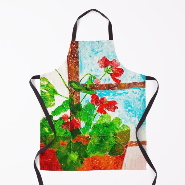 Item preview, Red Geraniums Original Cottage Flowers Collage designed and sold by Julie Woolfolk.