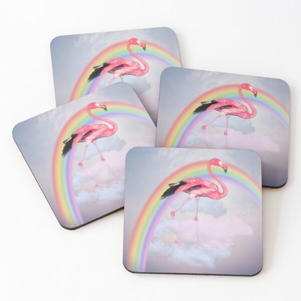 Item preview, Flamingo walking on the clouds and rainbow designed and sold by Blacklinesw9.