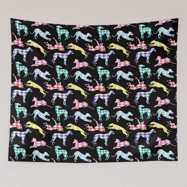 Item preview, Greyhounds Patchwork Plaid on Black designed and sold by GreytGraphicals.