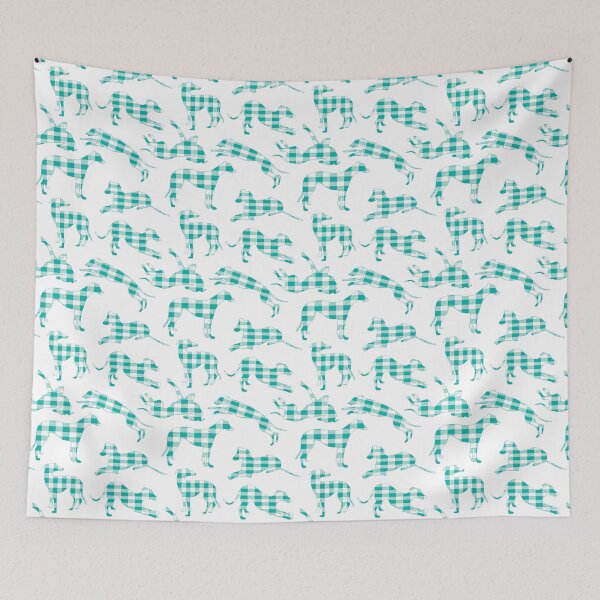 Item preview, Greyhounds Patchwork Plaid Teal Aqua designed and sold by GreytGraphicals.