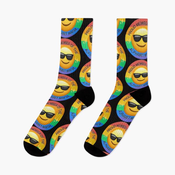 Artikelvorschau, Emoji inspirierte lgbtq + Regenbogen Alphabet Mafia Sonnenbrille Prouddesign entworfen und verkauft von ICRainbowMoons.