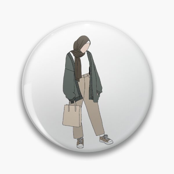 Aperçu de l'œuvre Fille Hijabi en cardigan vert créée et vendue par The Hijabi Artist.