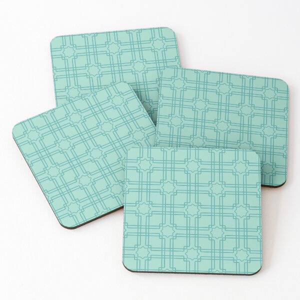 Item preview, Turquoise Interlocking Lines Geometric Pattern designed and sold by sarabethtextile.
