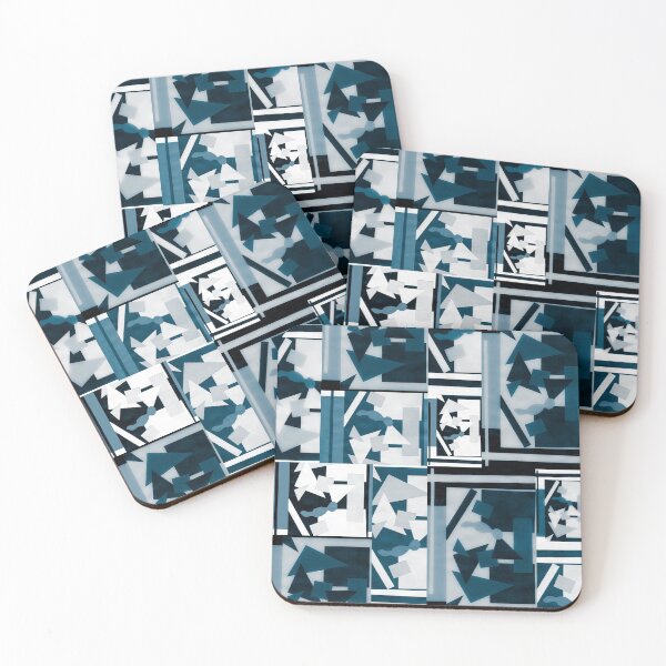 Item preview, Geometric Shapes Collage Art- Blue Tint designed and sold by Designs By YL.