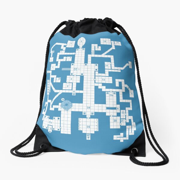 Old School Blue Dungeon Map Drawstring Bag