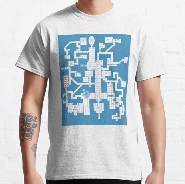 Old School Blue Dungeon Map Classic T-Shirt