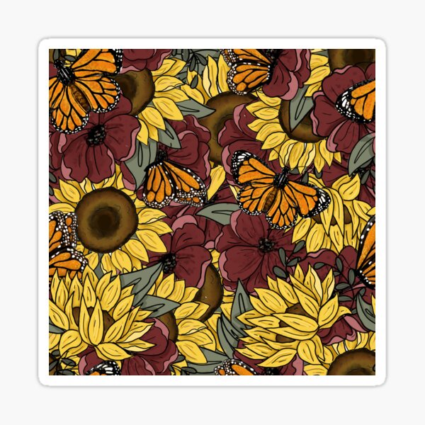 Sunflowers and Butterflies Sticker