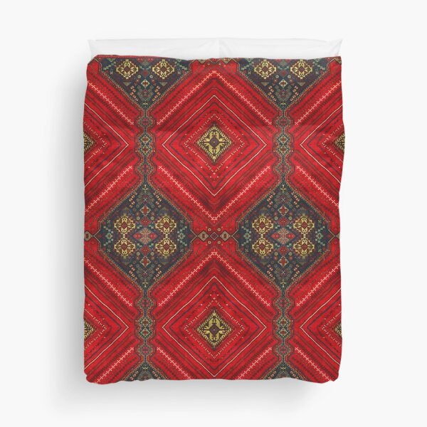 Red Oriental Berber Traditional Vintage Anthropologie Style Duvet Cover