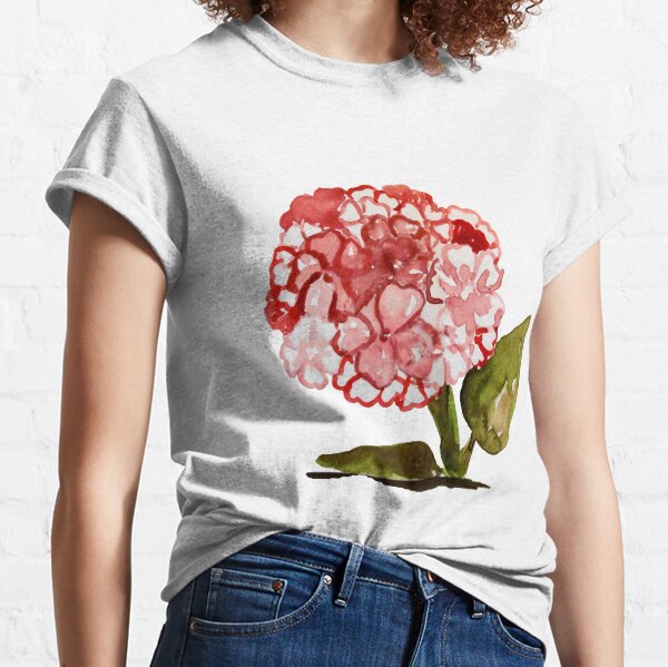 Happy Pink Hydrangea Flowers - Watercolor Classic T-Shirt