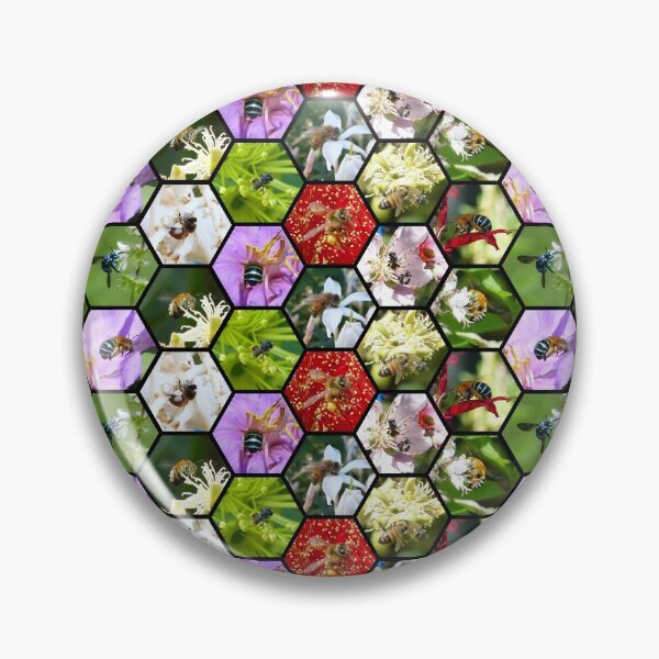 Item preview, Busy Bees Hexagonal Blue Banded European Honeybee Australian Native Bees designed and sold by TropicalFronds.