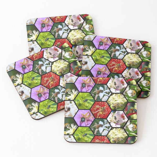 Item preview, Busy Bees Hexagonal Blue Banded European Honeybee Australian Native Bees designed and sold by TropicalFronds.