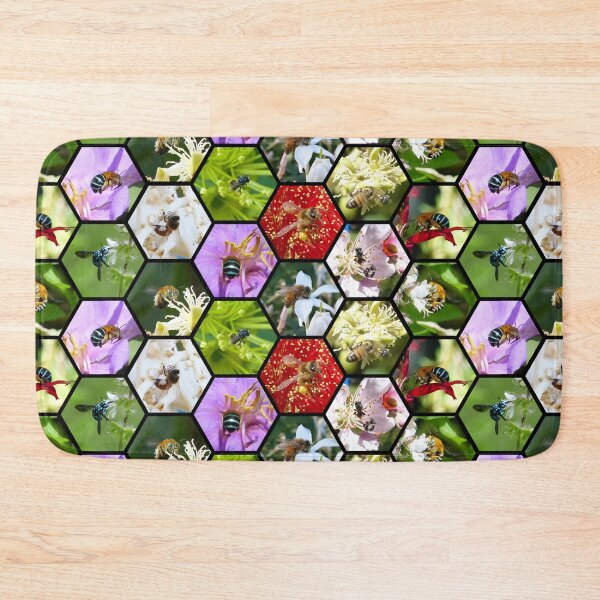 Item preview, Busy Bees Hexagonal Blue Banded European Honeybee Australian Native Bees designed and sold by TropicalFronds.