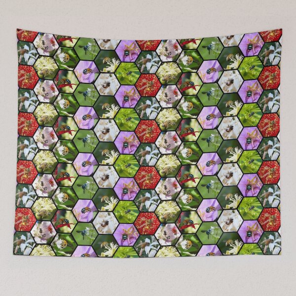 Item preview, Busy Bees Hexagonal Blue Banded European Honeybee Australian Native Bees designed and sold by TropicalFronds.
